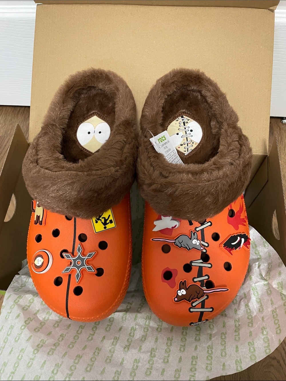 Crocs South Park Kenny Classic Lined Clog - Orange/Brown/Multi Mens 8 Women’s 10